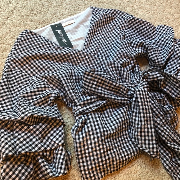 Nasty Gal Tops - Nasty Gal Gingham Wrap Top